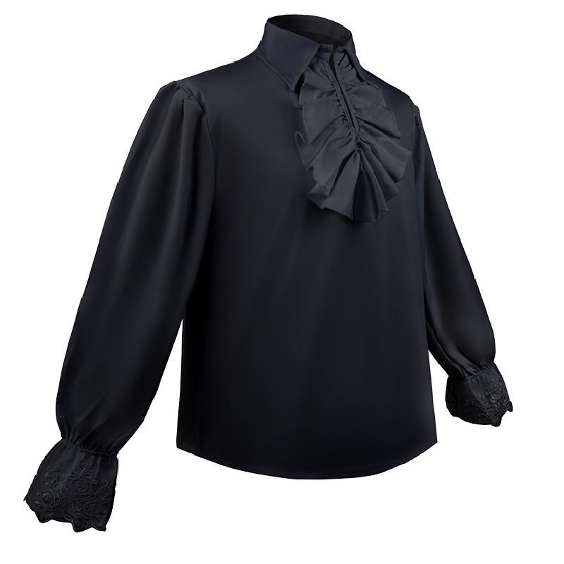 Medieval Halloween Vampire Renaissance Steampunk Long Sleeve Ruffle Collar Shirt For Cosplay Performance
