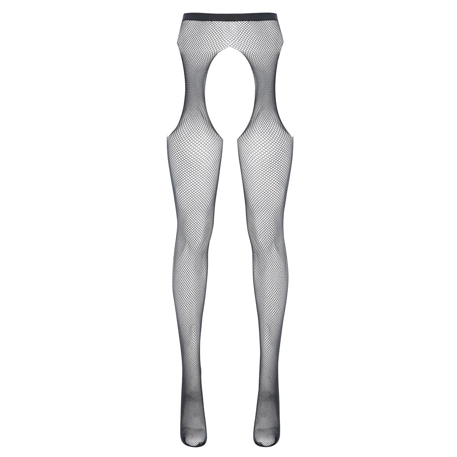 

Женские ажурные чулки средней талии с эластичным вырезом без косточек One Size чёрный