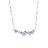 Elegant Blue Zircon & Moissanite Leaf Pendant Necklace