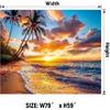 AOHMPT Ocean Sunset Tapestry, Beach Evening Sunset Tapestry, Natural Beach Palm Tree Landscape Poster, Seaside Landscape Wall Hanging for Bedroom,