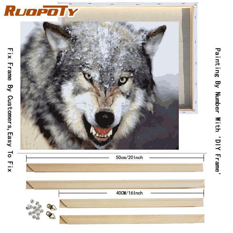 Frame Painting By Numbers Kits Wolf Animals Diy Crafts Picture With Numbers Acrylic  Painting For Home Decors 40x50