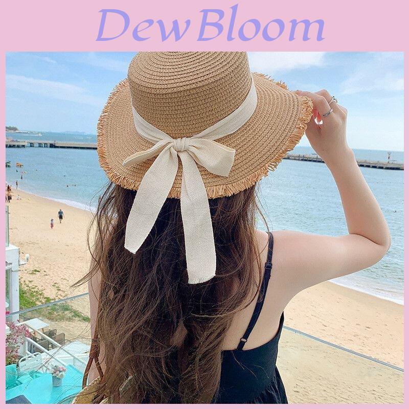 Summer Straw Hat With Butterfly Bow For Beach And Vacation Sun Protection
