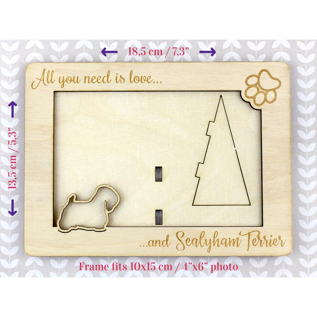 Sealyham Terrier, Welsh Border Terrier, Cowley Terrier - Photo frame, engraved wooden frame, a lovely gadget for the dog lover by Art-Dog