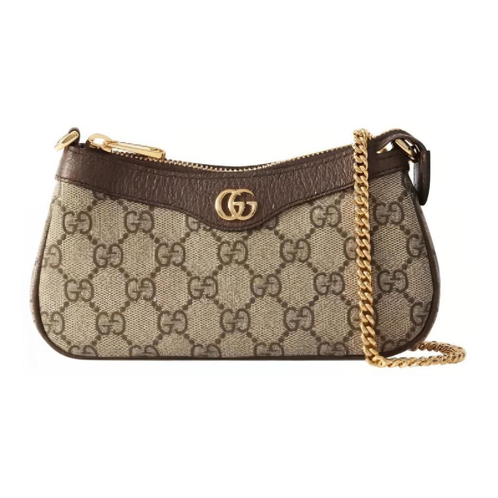 Gucci Pochette in Tela Ophidia con Pelle, Borsa a Spalla Borsa a Mano, Borsa a Spalla Mini da Donna Beige ed Ebano 764960-K9GSG-8367