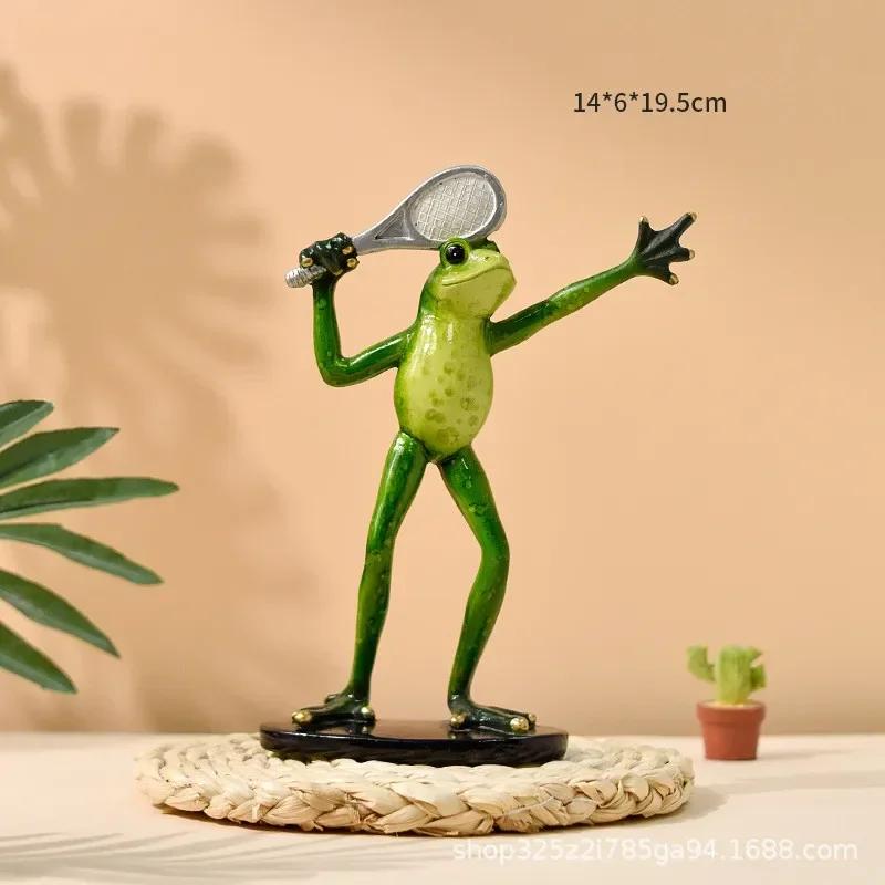 

Collection Home Decoration American Sportsman Frog Play Tennis Animal Resin Model Action Figures Crafts Toys Statue Gift