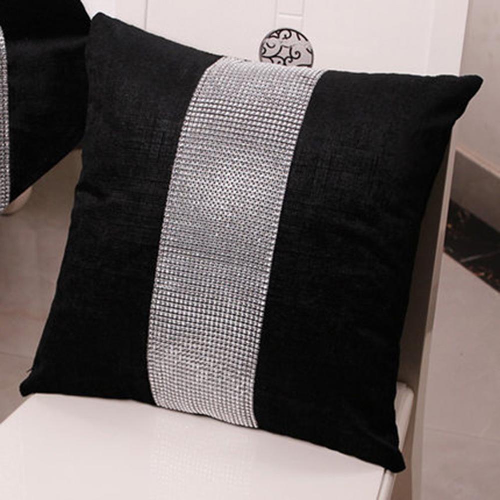 Stylish Graceful Velvet Throw Pillow with Diamond Chain Soft Sofa Cushion Decoration Modern Pillowcase