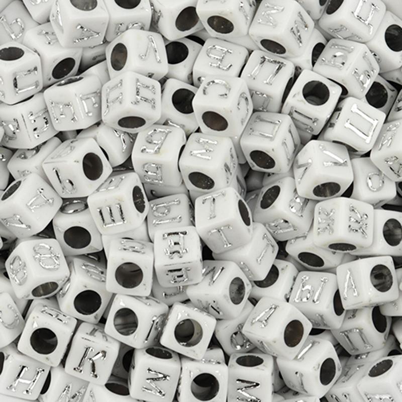 100Pcs/Lot Trendy Acrylic Square Alphabet Beads Large Hole Letter Loose Spacer Bead Jewelry Handmade Bracelet Making Supplies