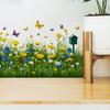 Self-Adhesive Wall Stickers, Green Grass Wall Corner Stickers, Flowers Butterflies Baseboard Skirting Line Wall Decals for Bedroom Living Room