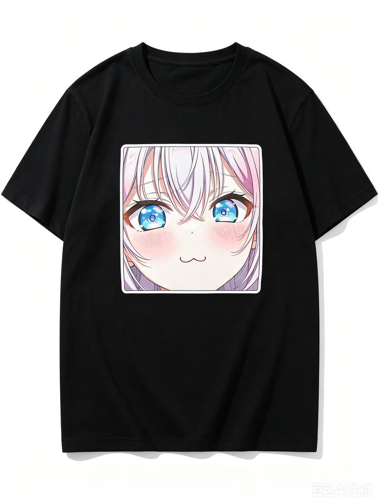 2026 New Unisex Crew Neck Casual Short Sleeve Square Frame Blushing Close Up Alisa Mikhailovna Kujou Anime Print TShirt