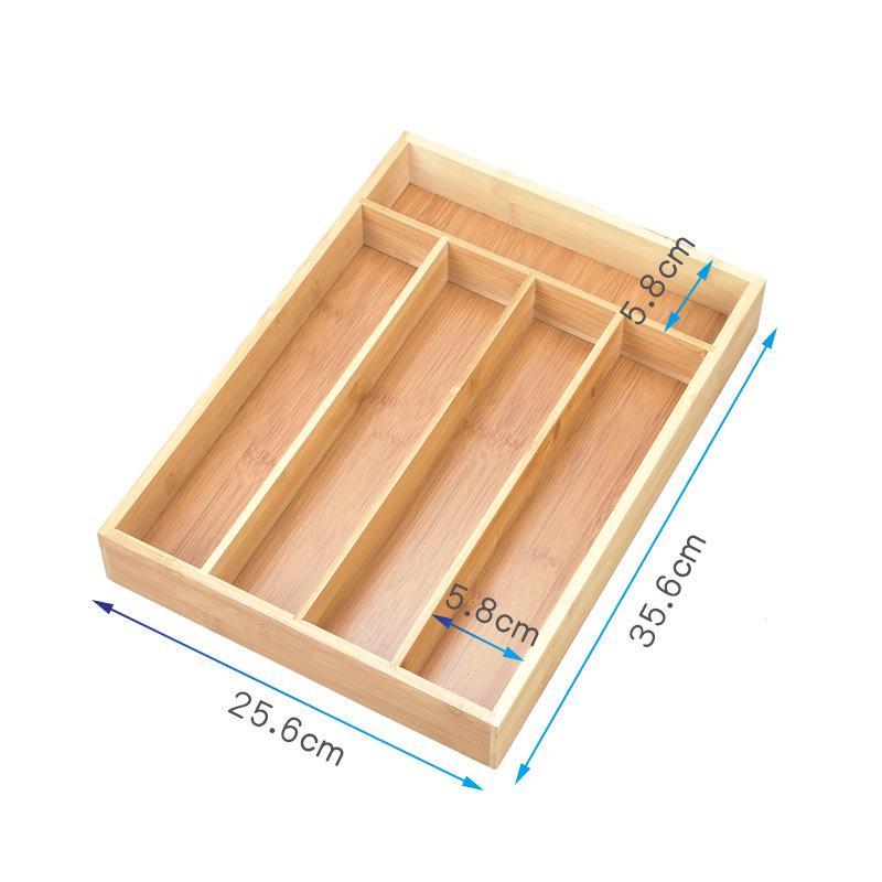 Bamboo Storage Box: 5-Compartment Cutlery and Silverware Tray for Kitchen or Bedroom