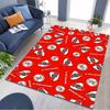 River Plate Club Badge Repeating Pattern Red Print Area Rug Non‑Slip Rectangular Floor Mat Soccer Fan Decor Rug for Game Room Bedroom Living Room