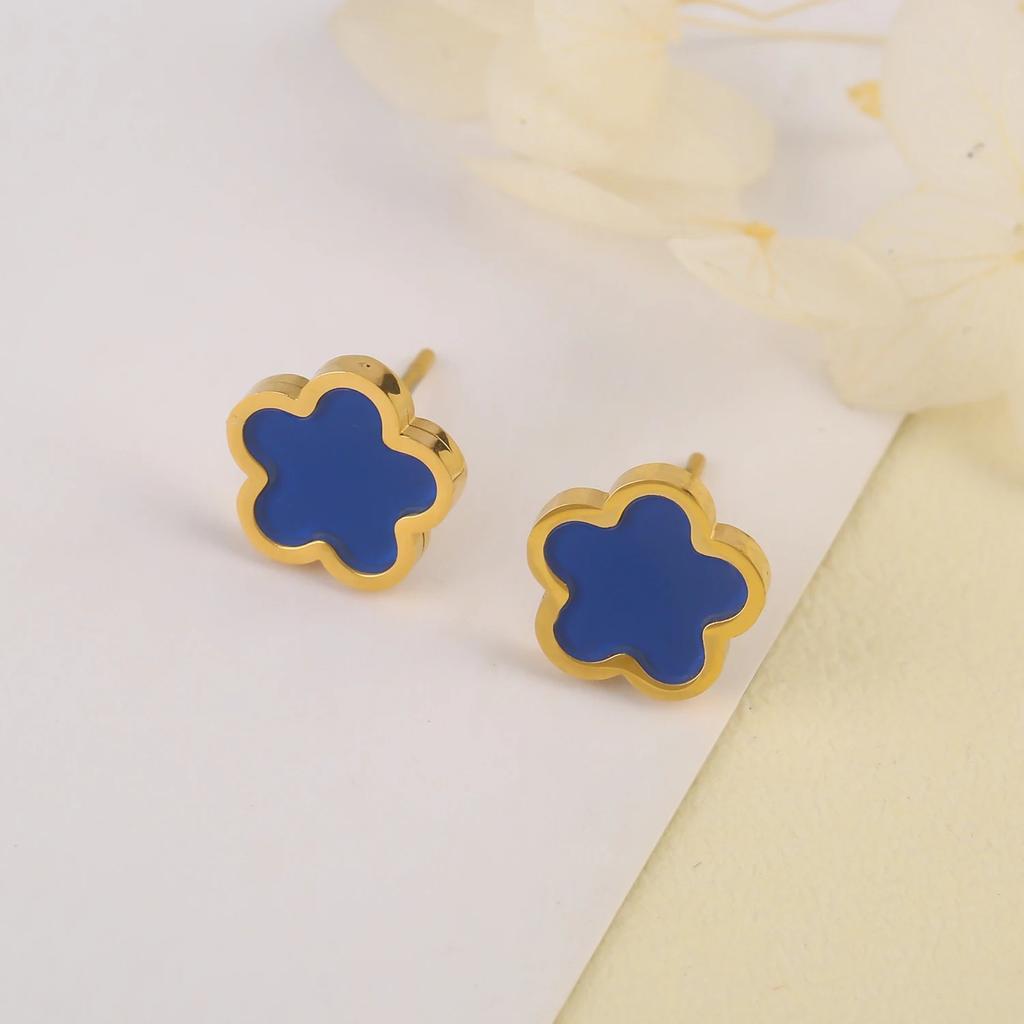High-Quality Stainless Steel Five-Leaf Flower Set Bracelet Necklace Earrings Simple For Woman Party Birthday Zircon Gift Clover