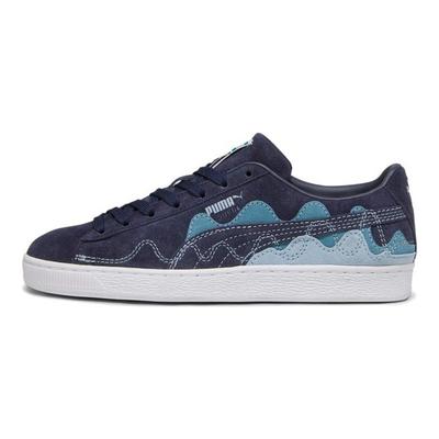 Zapatillas de caña baja unisex de ante, cómodas, versátiles, amortiguadoras, duraderas, azul marino 393257-04