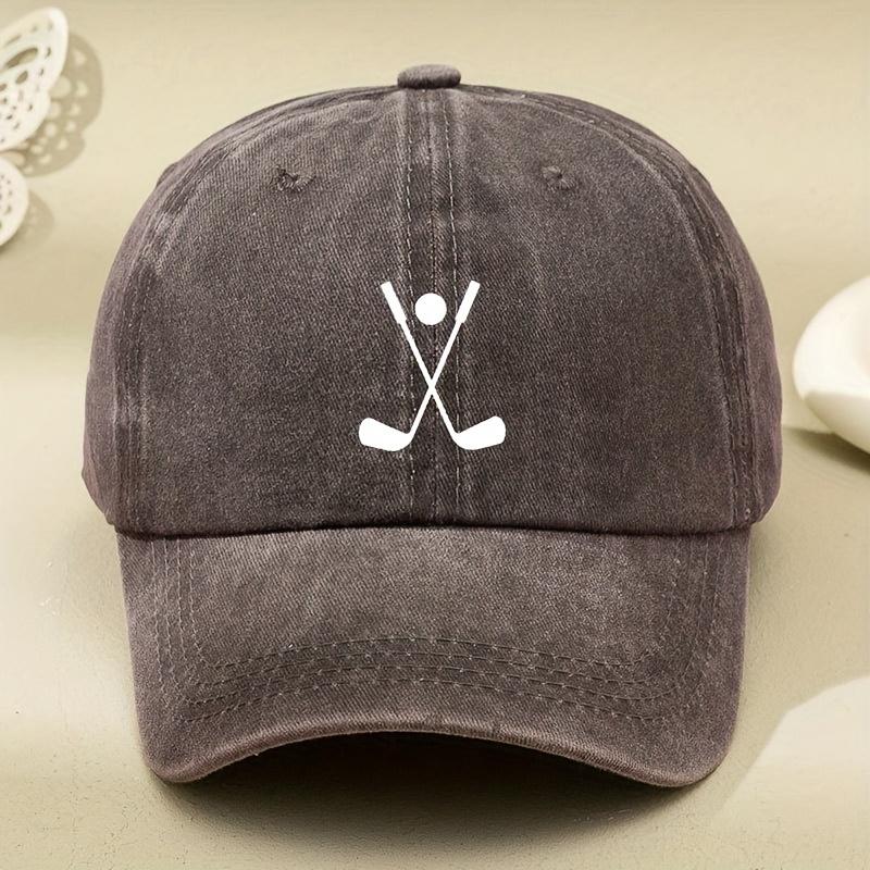 Cross golf club printed washed baseball cap for men and women, retro foreign trade duckbill cap suitable for outdoor sports