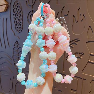 Chaîne de téléphone portable créative en forme de glace de dessin animé avec perles, porte-clés, pendentif, pour couple, sac d'école, porte-clés, pendentif, cadeau