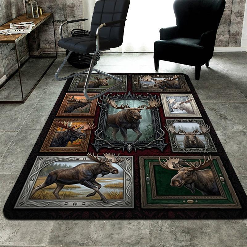 Moose Collection Pattern Rug Floor Mat for Living Room or Bedroom Soft and Comfortable Carpet a Gift for Birthday and Holiday.