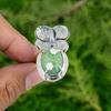 Sterling Silver Natural Chrysoprase Flower Art Deco Solitaire Boho Ring Jewelry