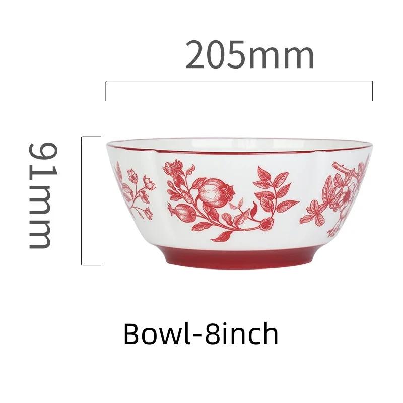 Ceramic Tableware Flower Pattern Bowl Plate Dish Dinner Plate Bread Dish Party Home Dinnerware Table Decoration Kitchen Utensils