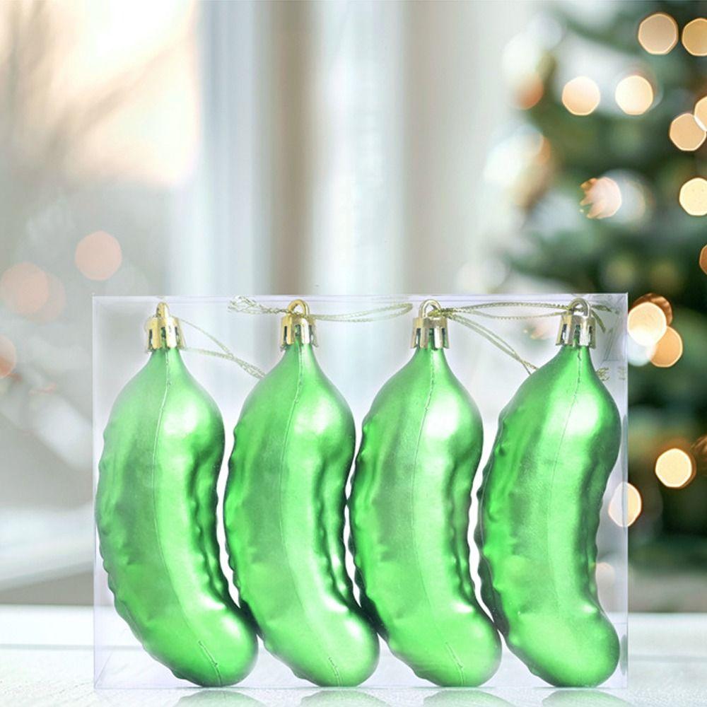 Plastic Green Cucumber Hanging Balls Reusable Xmas Tree Ornaments  Party Favors