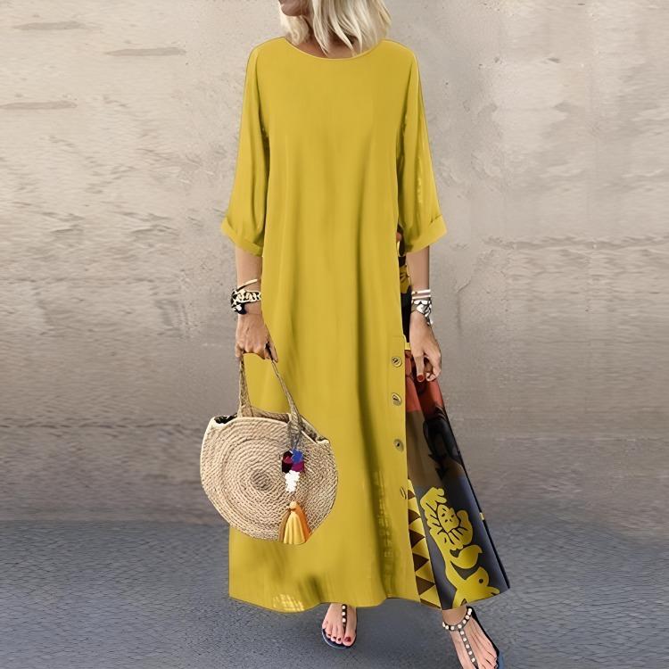 Plus Size Floral Maxi Dress Women Loose Swing Long Vestidos Big Half Sleeve Casual Holiday Beach Robe