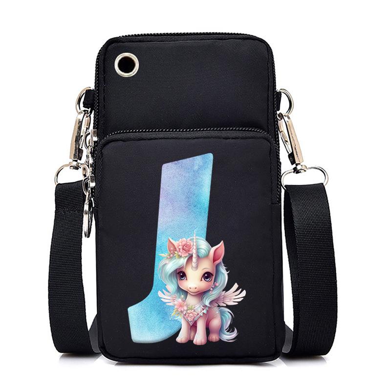 Sac de téléphone portable à imprimé lettre Licorne Léger à transporter Sac bandoulière multifonction