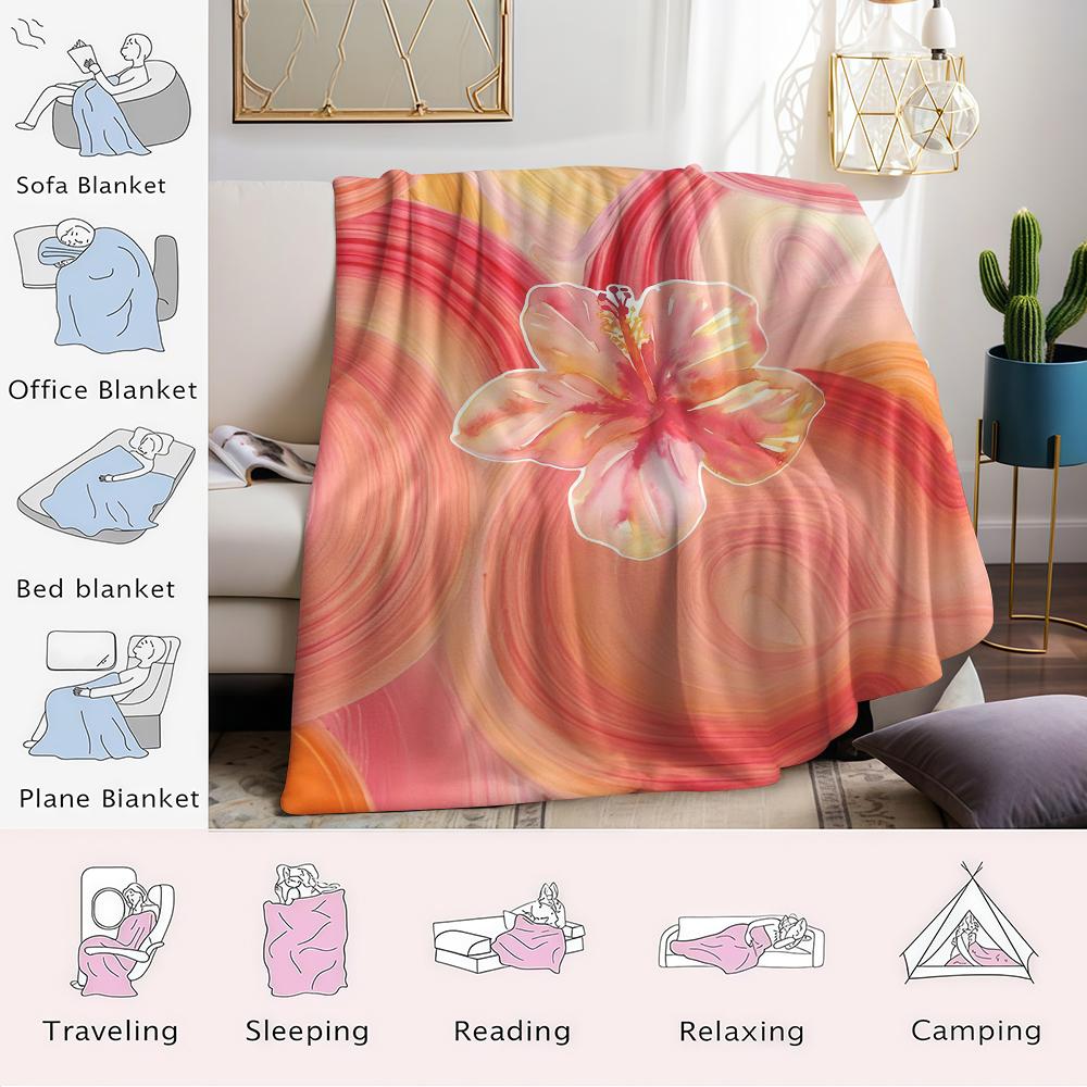 Blossom Swirl Flannel Blanket Warm Soft Halloween Christmas Couch Warm Cozy Decorative Decor Gift for All Season