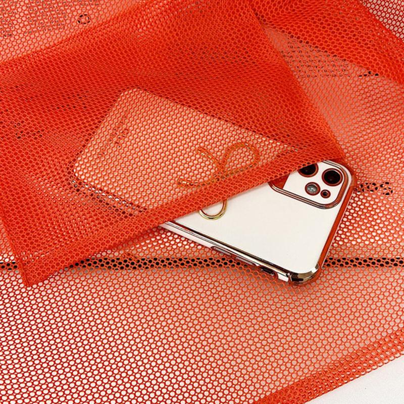 Women Mesh Beach Travel Shoulder Bag Large Capacity Casual Totes for Holding Toys Grocery Picnic Ladies Handbag Shopping Bag