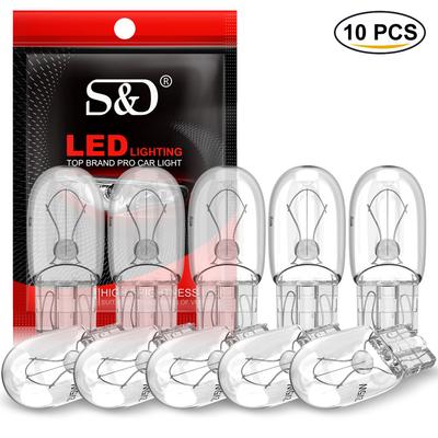 10pcs Car T10 Halogen W5W 194 158 Wedges 12v 5w Auto Lamp Warm White Bulbs Signal Interior Instrument Light Reading Lights Marker Plate Clearance Lamp