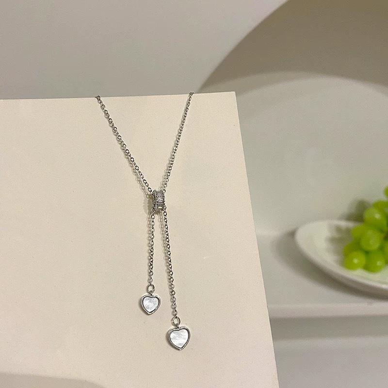 Liebe Quaste Halskette Schmuck Damen Vielseitig Hochwertiges Gefühl Dreidimensional Liebe Perlen Sterling Silber Schlüsselbein Kette Gebrochenes Silber Halskette