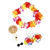 Porch Goose Summer Outfit with Straw Round Hat Wreath Glasses Hawaiian Goose Statue Clothes Costume