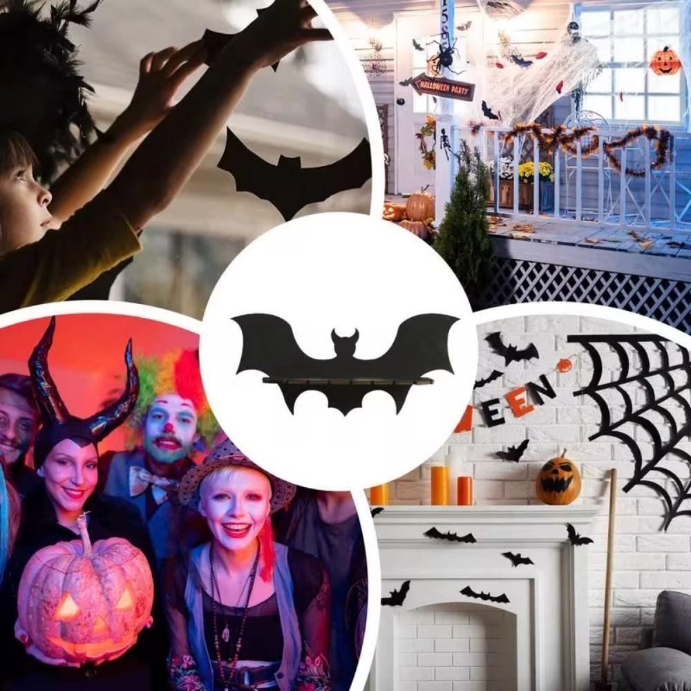 Black Bat Wall Shelves Bat-shaped Gothic Halloween Shelf  Living Room Decoration