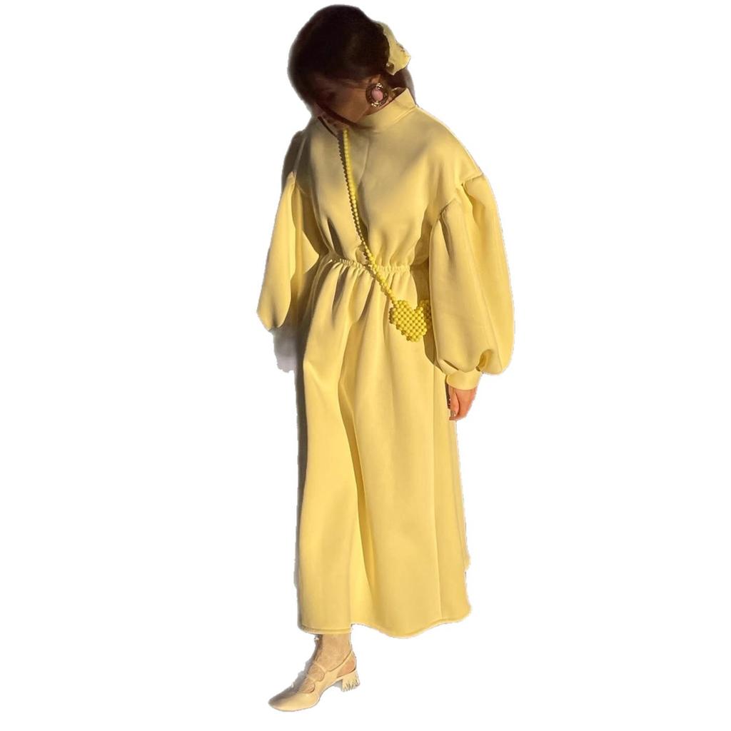 European and American women's clothing autumn and winter new fashion lantern sleeves slim casual pendulum A-shaped dress long dress