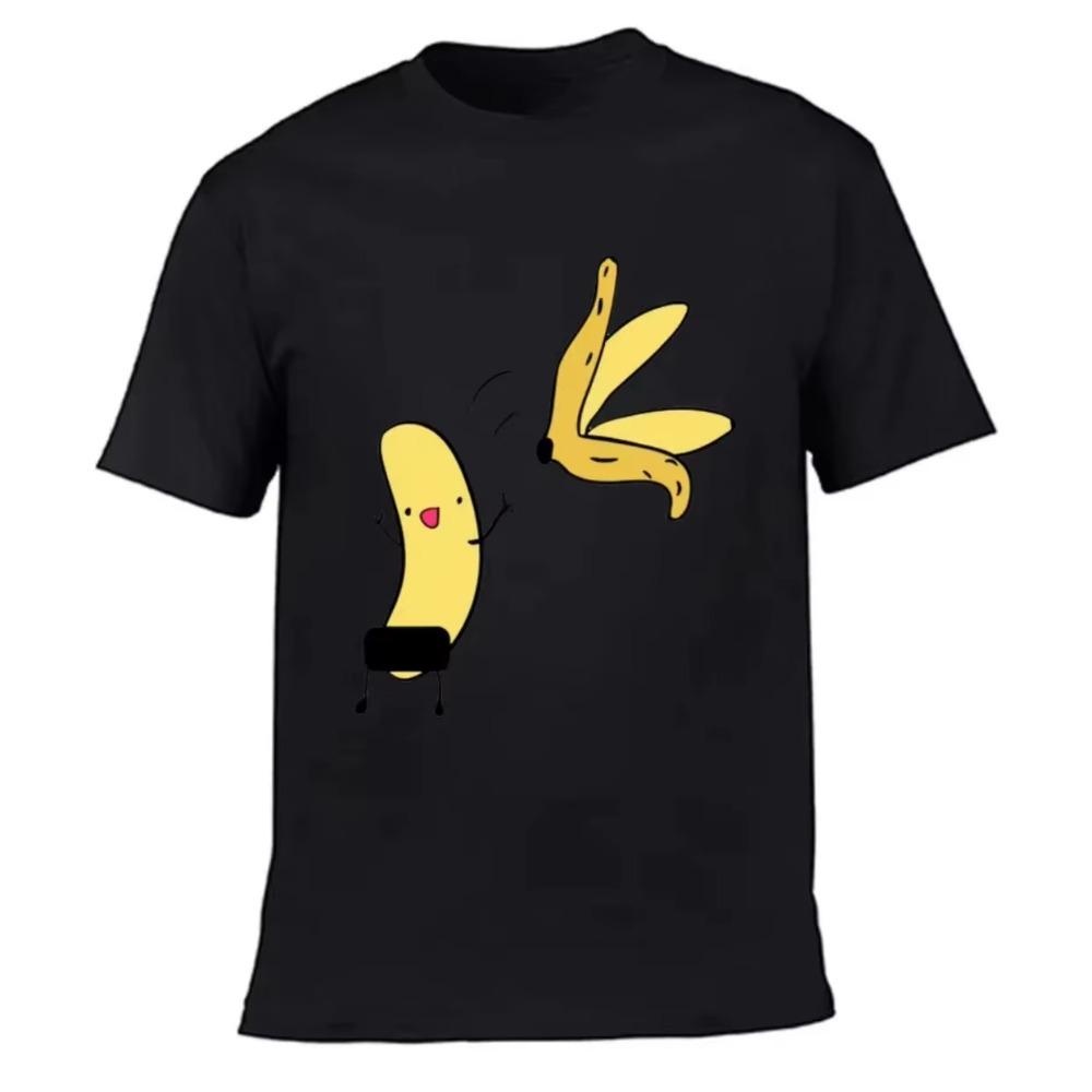 Men's Banana Disrobe Funny Design Print T-shirt Summer Humor Joke Hipster T-Shirt White Casual T Shirts Outfits Streetwear