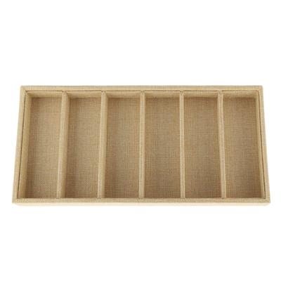 6 Slot Yellow Linen Sunglasses Organizer Storage Tray Multifunctional Jewelry Tray Glasses Box Tray