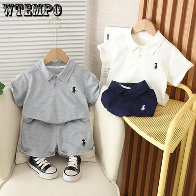 Children's Set Summer Children's Wear Boys' Summer Polo Shirt Thorn Sports Embroidery Set T-shirt+Shorts Two Piece Set