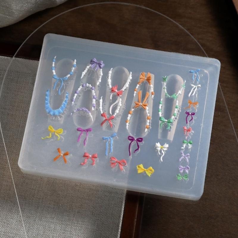 Reusable Soft Silicone 3D Nail Mold Kit With Embossing Designs Professional Manicure Tool