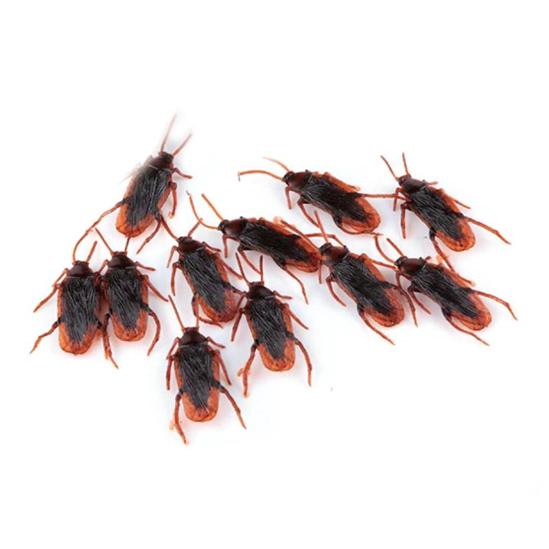 10 Pieces Prank Fake Roaches Look Real Plastic Trick Joke Toys Scary Insects Realistic Bugs Gifts Novelty Cockroach