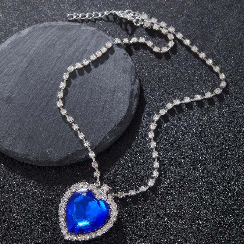 

Роскошное ожерелье с подвеской в виде сердца из голубого циркона, Сердце океана, Женская любовь, Вечность, Циркон, Подарок для вечеринки, Женские свадебные аксессуары