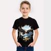 Boys' Short-Sleeved 3D Digital Print Casual T-Shirt with Eagle Design