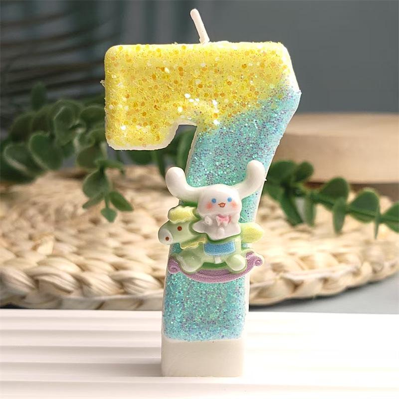 Creative Design Cute Cartoon Pacchard Dog Digital Candle Birthday Cake Decoration Digital Candle Atmosphere