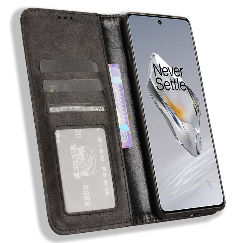 For OnePlus Ace 3 5G/12R 5G Retro Leather Case Magnetic Closing Phone Wallet Cover
