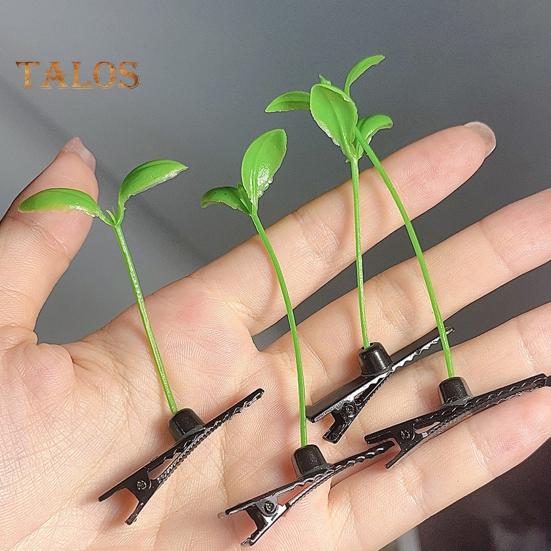 20/30/50Pcs Funny Bean Sprout Hair Clip Set Spring Design Anti-slip Realistic Style Green Plant Hairpins Hair Accessories