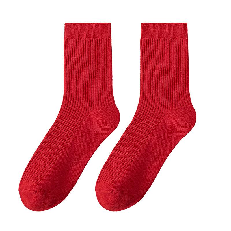 Red Socks for Men's Autumn and Winter, Big Red Wedding and Festive Mid-calf Socks for The Zodiac Year
