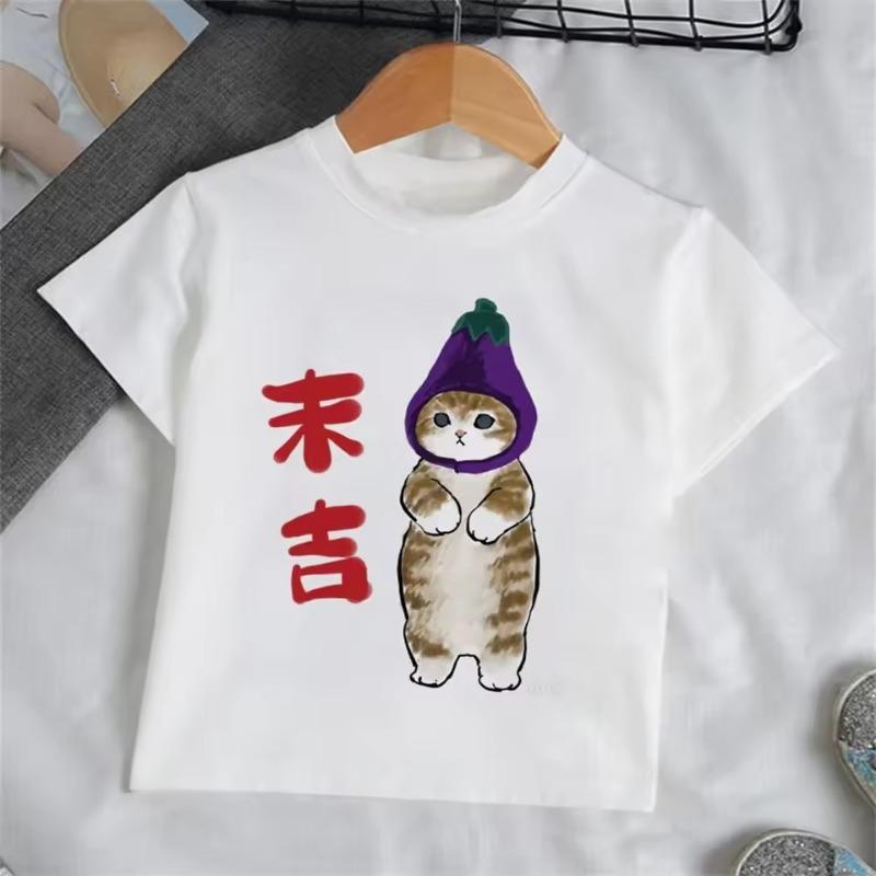 

3D Принт Кошка Узор Девочка Футболка Короткий Рукав Летняя Одежда для Девочек Мальчиков Топы Футболки Детская Футболка Модная Одежда для Девочек 170