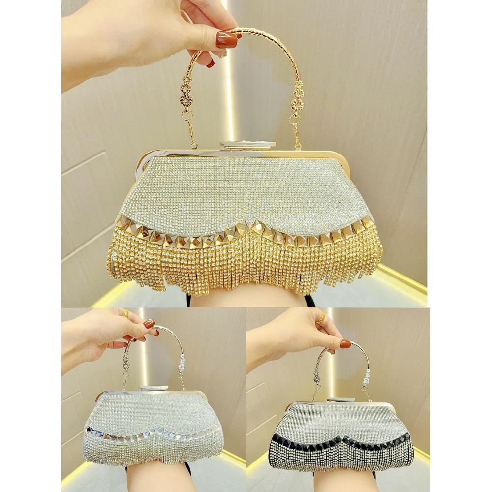 New Tassel Rhinestone Evening Bag - Women’s Sparkly Crystal Clutch for Party, Prom and Formal Events