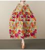 Plus Size Floral Dress Cotton Linen Round Neck Travel Dress Summer Large Size Vintage Loose Bohemian Long Dress Women's Clothing