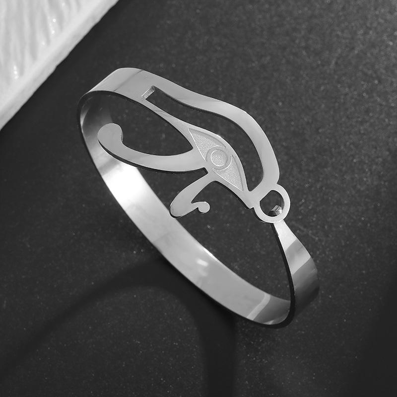Hot Selling European and American Titanium Steel Horus Eye Open Bracelet Open Ring Combination Stainless Steel Material