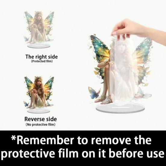 Acrylic Table Sign 2D Flat Fairy/Tree/Nativity Scene/Crow Desktop Ornament for Christmas Easter Home Office Shelf Tabletop Decor