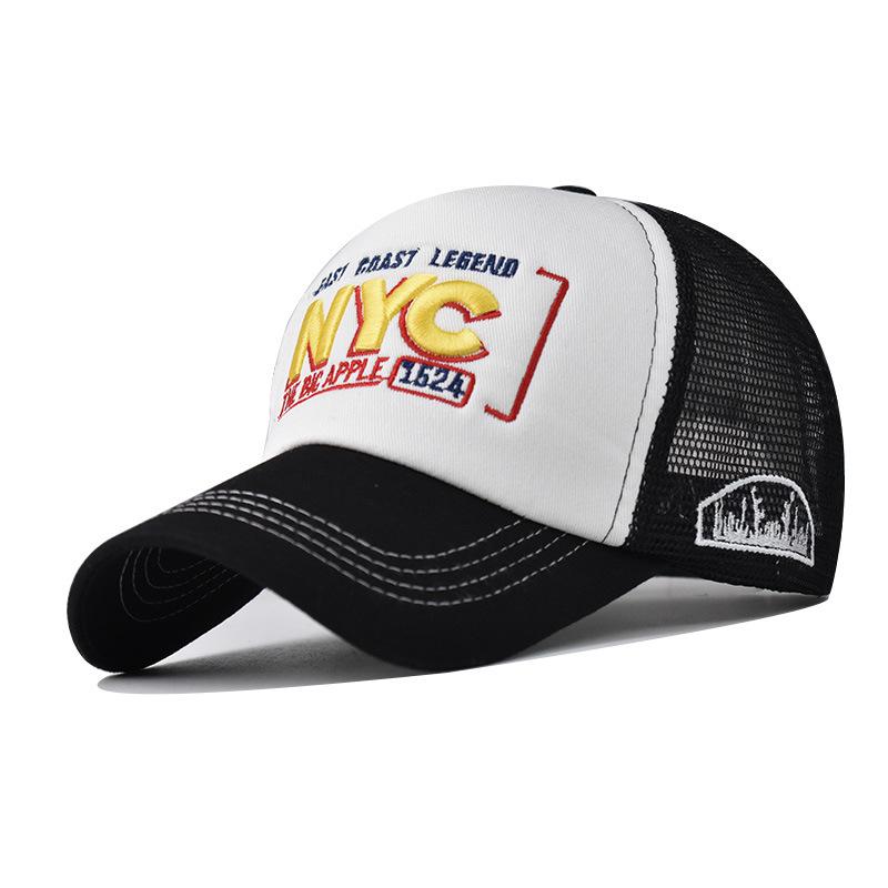 Cap Baseball Nyc Letter 3d Embroidery Color Blocking Mesh Cap Duck Cap Tongue