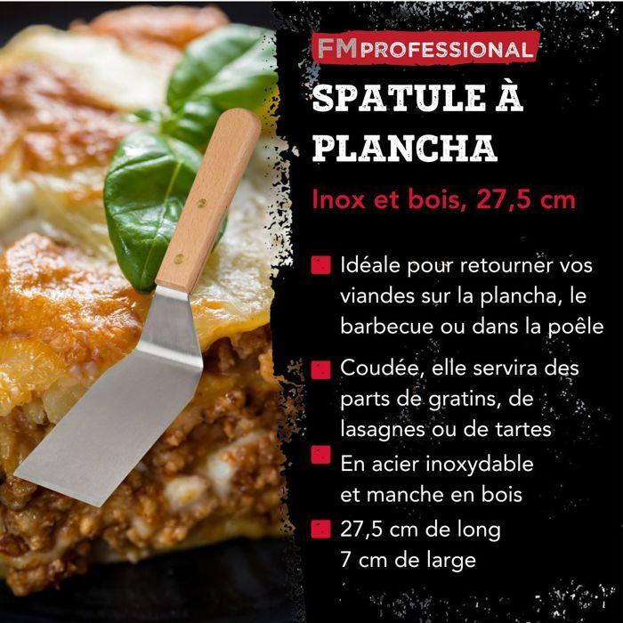 Spatule à plancha - fm professional - pelle coudée - acier inoxydable - bois - 27,5 cm